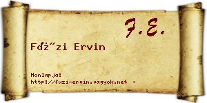 Füzi Ervin névjegykártya